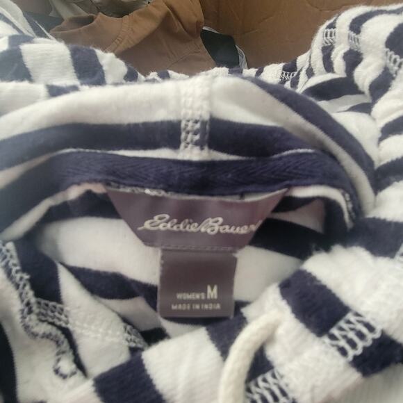 Medium Eddie Bauer navy blue and white striped pullover hoodie - Picture 3 of 4